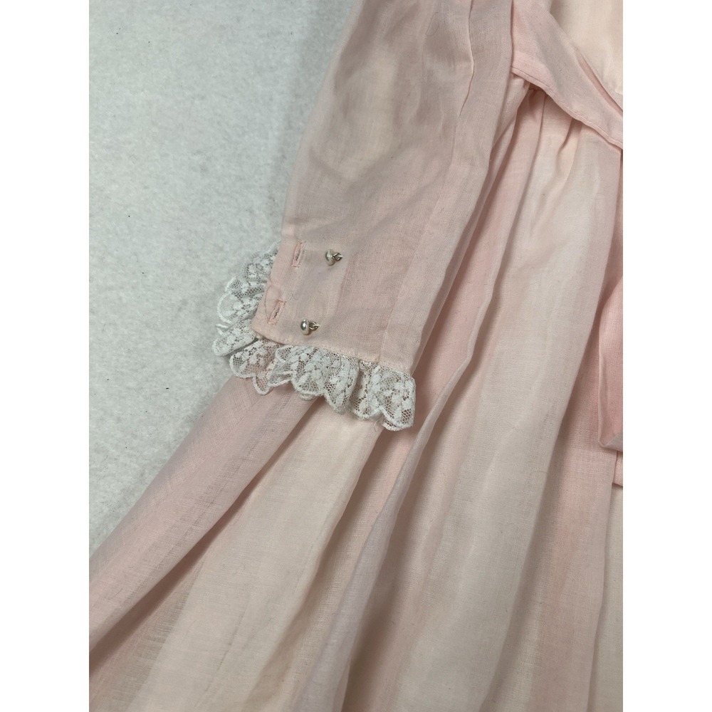 VTG 70's/ 80's Jeunes Filles GUNNE SAX Pink Lace Trim Dress Girls Size 5 - Picture 9 of 16